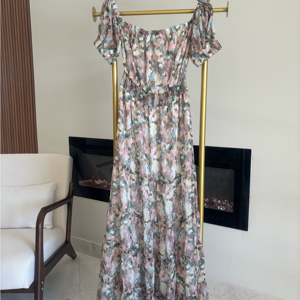 Tart Pastel Floral Off-Shoulder Maxi Dress